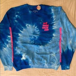 blue tie dye anti social social club sweatshirt